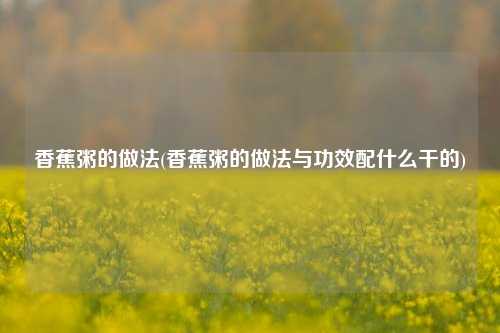 香蕉粥的做法(香蕉粥的做法与功效配什么干的)